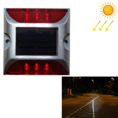 Lumière de décélération de route de lumière de guidage de voiture de lumière de goujon de route carré solaire, version constamment lumineuse (rouge)