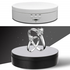 13.8 cm USB charge Smart 360 degrés rotatif plateau d'affichage présentoir vidéo accessoires de prise de vue plateau tournant pour la photographie, charge 3 kg (blanc)