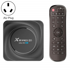 X88 PRO 20 4K Smart TV Boîte de télévision Android 11.0 Media Player avec télécommande infrarouge, RK3566 Quad Core 64 bits Cortex-A55 jusqu'à 1,8 GHz, RAM: 4 Go, ROM: 32 Go, Bluetooth, Bluetooth, Ethernet, Fiche