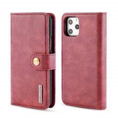 DG.MING - Étui en cuir magnétique détachable avec texture et rabat en guirlande avec support et emplacements pour cartes et porte-monnaie pour iPhone 11 Pro Max (Rouge)