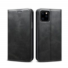 Etui à rabat horizontal en cuir texturé avec texture de mollet Suteni avec porte-cartes et porte-cartes pour iPhone 11 Pro Max (Noir)