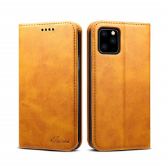 Etui à rabat horizontal en cuir texturé Suteni avec support, fentes pour cartes et portefeuille pour iPhone 11 Pro Max (Kaki)