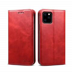 Etui à rabat horizontal en cuir texturé avec texture de mollet Suteni avec porte-cartes et porte-cartes pour iPhone 11 Pro Max (rouge)