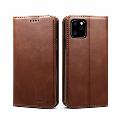 Etui à rabat horizontal en cuir texturé avec texture de veau Suteni avec fentes pour cartes et porte-cartes pour iPhone 11 Pro Max (Marron)