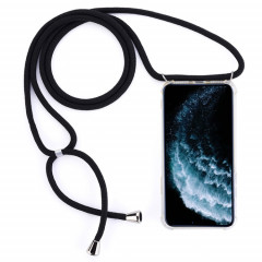 Trasparent TPU - Étui de protection pour téléphone portable à quatre coins avec lanière pour iPhone 11 Pro Max (Noir)
