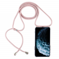 Coque pour téléphone portable Trasparent TPU à quatre coins et anti-chute avec cordon pour iPhone 11 Pro Max (or rose)