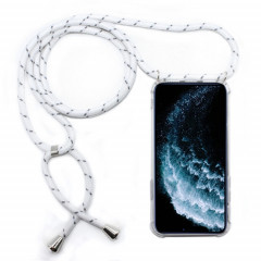 Coque pour téléphone portable Trasparent TPU à quatre coins et anti-chute avec cordon pour iPhone 11 Pro Max (Gris blanc)