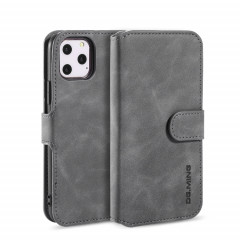 Étui à rabat horizontal côté huile DG.MING rétro avec support, logements pour cartes et portefeuille pour iPhone 11 Pro Max (Gris)