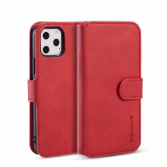 Étui à rabat horizontal côté huile DG.MING rétro avec support, logements pour cartes et portefeuille pour iPhone 11 Pro Max (rouge)