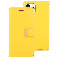 Pour iPhone 11 Pro Max MERCURE GOLD GOYPERY RICH DIARY Étui en cuir à rabat horizontal avec texture, fente pour cartes et porte-cartes (portefeuille) (Jaune)