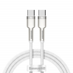 Baseus CATJK-C02 Cafule Series 100W Type-C / USB-C vers Type-C / USB-C Câble de données de charge en métal, longueur: 1 m (blanc)