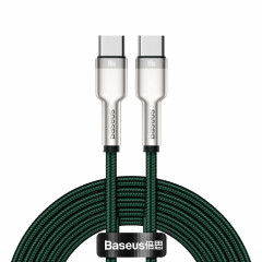 Baseus CATJK-D06 Cafule Series 100W Type-C / USB-C vers Type-C / USB-C Câble de données de charge en métal, longueur: 2 m (vert foncé)
