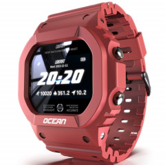 Lokmat OCEAN 1.14 pouces écran tactile TFT IP68 montre intelligente étanche, rappel d'informations de support / moniteur de sommeil / enregistrement de sport (vin rouge)
