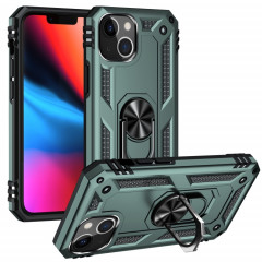 Étui de protection TPU + PC antichoc avec support rotatif à 360 degrés pour iPhone 13 (vert foncé)