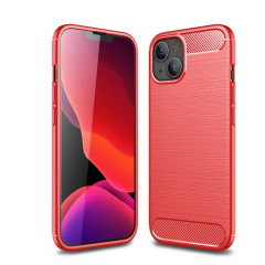 Étui TPU en fibre de carbone de texture brossé pour iPhone 13 (rouge)