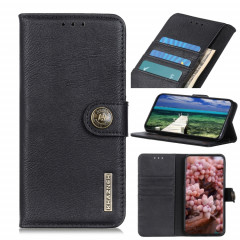 Khazneh Coverhide Texture Horizontal Flip Cuir Coffret avec porte-cartes et portefeuille pour iPhone 13 Pro (Noir)