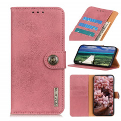 Khazneh Texture de Cowhide Texture Horizontale Flip Cuir Coating avec porte-cartes et portefeuille pour iPhone 13 Pro (rose)