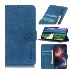 Khazneh Texture rétro Texture PU + TPU Horizontal Horizontal Toam Coating avec porte-carte et portefeuille pour iPhone 13 (bleu)