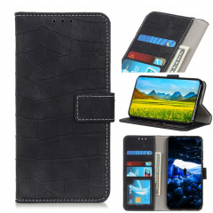 Texture de crocodile Table à bascule horizontale avec porte-cartes et portefeuille pour iPhone 13 Pro (Noir)