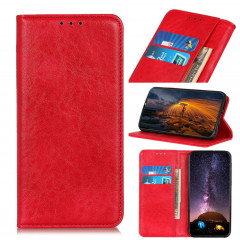 Étui magnétique de texture de texture de texture horizontale de texture horizontale avec porte-cartes et portefeuille pour iPhone 13 (rouge)
