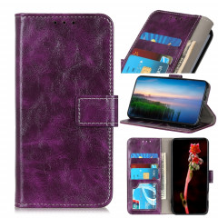 Rétro Crazy Horse Texture Horizontal Horizontal Toam Coating avec porte-carte et cadre photo et portefeuille pour iPhone 13 (violet)