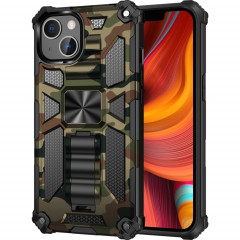 Camouflage Armure antichoc TPU + Cas protecteur magnétique PC avec support pour iPhone 13 (Army Green)