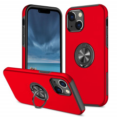 Cas protecteur magnétique PC + TPU avec porte-bague invisible pour iPhone 13 (rouge)
