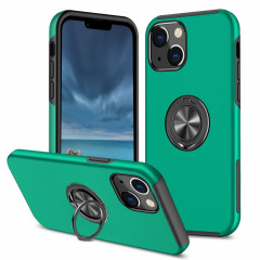 PC + TPU Cas de protection magnétique antichoc avec porte-bague invisible pour iPhone 13 (vert foncé)