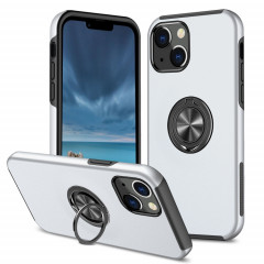 Cas protecteur magnétique PC + TPU avec porte-bague invisible pour iPhone 13 Pro (argent)