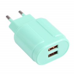 13-22 2.1A Dual USB Macarons Chargeur de voyage, Plug UE (Vert)