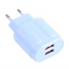 13-22 2.1A Dual Macarons USB Chargeur de voyage, Plug UE (bleu)