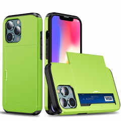 Cas protecteur d'armure antichoc avec fente de carte de diapositive pour iPhone 13 mini (vert)