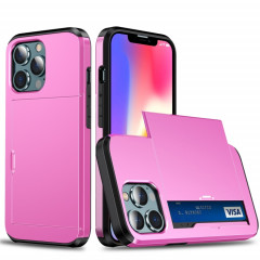 Cas de protection des armures antichoc avec fente de la carte de diapositive pour iPhone 13 Pro (rose)