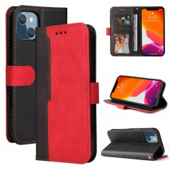 Couleur d'entreprise Couleur Horizontale Flip PU Coque en cuir PU avec porte-carte et cadre photo pour iPhone 13 mini (rouge)