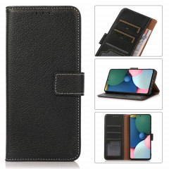 Litchi Texture PU + TPU Horizontal Toam Coating Horizon avec porte-cartes et portefeuille pour iPhone 13 (Noir)
