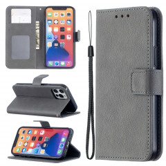 Longan Texture Horizontale Flip PU Coque en cuir PU avec support et carte de portefeuille et cadre de portefeuille et photo pour iPhone 13 (gris)