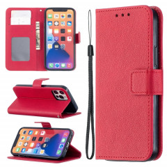 Texture longan Horizontale Flip PU Coque en cuir PU avec support et carte de portefeuille et cadre de portefeuille et photo pour iPhone 13 Pro Max (rouge)