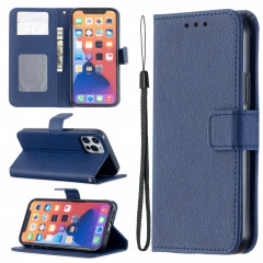 Texture longan Horizontal Flip PU Housse en cuir PU avec support et carte de portefeuille et cadre de portefeuille et photo pour iPhone 13 Pro Max (Bleu)