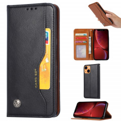 Horizontal Texture de la peau Texture horizontale Coque en cuir avec cadre photo et porte-cartes et portefeuille pour iPhone 13 (noir)