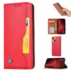 Pétrole Texture de la peau Texture horizontale Horizontal Coating Coque avec cadre photo et porte-cartes et portefeuille pour iPhone 13 (rouge)