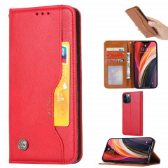 Horizontal Texture de la peau Texture horizontale Horizontale Horizon avec cadre photo et porte-cartes et portefeuille pour iPhone 13 Pro (rouge)