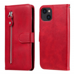 Mode Calf Texture Zipper Horizontal Flip Coatier Coque avec Stand & Card Slots & Portefeuille Fonction pour iPhone 13 (rouge)