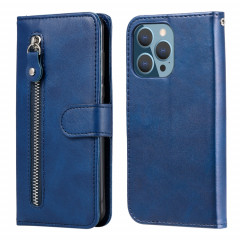 Mode Calf Texture Zipper Horizontal Flip Case avec Stand & Card Slots & Portefeuille Fonction pour iPhone 13 Pro (Bleu)