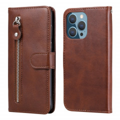 Mode Calf Texture Zipper Horizontal Flip Coating Coque avec Stand & Card Slots & Portefeuille Fonction pour iPhone 13 PRO (Brown)