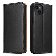 Fierre Shann Pu Cuir PU Texture Horizontal Toas Horizon Horizontal Boot avec porte-cartes et portefeuille pour iPhone 13 (noir)