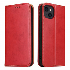 Fierre Shann Pu en cuir Texture Horizontal Flip Cuir Coffret avec porte-cartes et portefeuille pour iPhone 13 (rouge)
