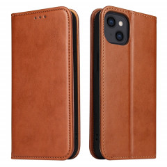 Fierre Shann Pu en cuir Texture Horizontal Flip Cuir Case avec support & Portefeuille pour iPhone 13 (Brown)