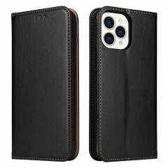 Fierre Shann Pu en cuir PU Texture Horizontal Flip Cuir Coffret avec porte-cartes et portefeuille pour iPhone 13 Pro (Noir)