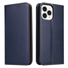 Fierre Shann Pu Cuir Texture Horizontal Flip Coating Coque avec porte-carte et portefeuille pour iPhone 13 PRO (Bleu)