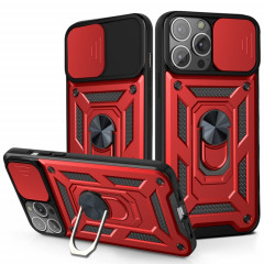Cache de caméra coulissante TPU + PC Cas de protection pour iPhone 13 Pro (rouge)